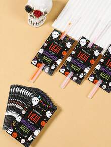 10pcs Halloween Small Card Holder For Light Stick,Pumpkin Ghost Spider Web Design Card Set,Halloween Decoration,Ghost Festival Horror Atmosphere Decoration,Trick Or Treat,Home Decor,Classroom Halloween Party,Birthday Giveaways - Multicolor - View 7