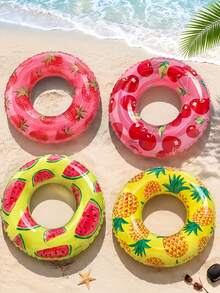 Pelampung Renang Tiup Dewasa Berbentuk Buah Kreatif, Dicetak dengan Motif Stroberi, Ceri, Nanas, dan Semangka, Cocok untuk Mengapung di Kolam Renang dan Pantai di Musim Panas, Aksesori Kolam Renang dan Pantai yang Ideal - Pelampung renang berbentuk buah - View 1