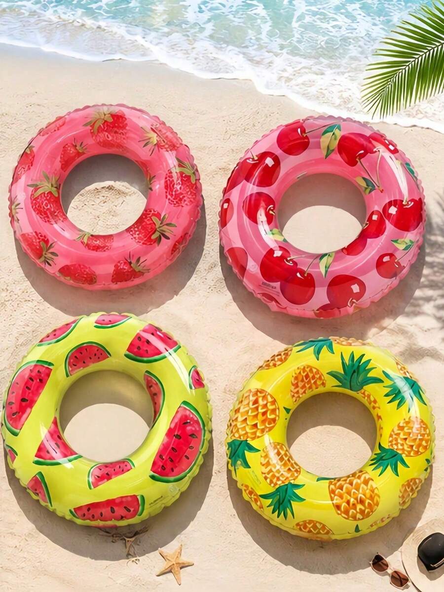 Pelampung Renang Tiup Dewasa Berbentuk Buah Kreatif, Dicetak dengan Motif Stroberi, Ceri, Nanas, dan Semangka, Cocok untuk Mengapung di Kolam Renang dan Pantai di Musim Panas, Aksesori Kolam Renang dan Pantai yang Ideal - Pelampung renang berbentuk buah - View 1