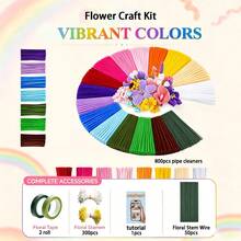 1153pcs Pipe Cleaner Flower Kit, Multicolor Bouquet Handmade Kit With Tutorial Video, 16 Color Flower Making Kit With Chenille Stem, Suitable For Tulip, Lily, Lavender Flowers, Birthday Gift, Graduation Gift, DIY Art And Creative Handicraft Project - Bouquet Set - View 11
