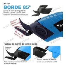 Tijera Eléctrica Inalámbrica Recargable Corta Telas, Cartón - Azul - Ver 7