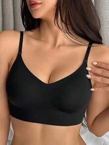 DAZY 女款無縫露背性感內衣 夏季新娘內衣 3條可調節肩帶 低腰背婚禮內衣 透氣舒適 正式場合背心 - 黑色 - 查看 5