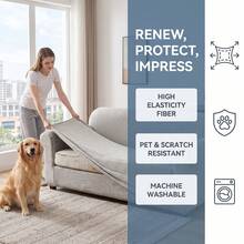 Premium Minimalist Jacquard Sofa Cover, Soft & Skin-Friendly, 360° Full Protection Elastic Sofa Slipcover, Includes Foam Fixing Strip For Enhanced Anti-Slip, Machine Washable - Light Gray - View 7