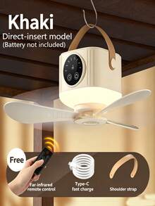 1pc Wireless Remote Hanging Fan With LED Light, Type-C Recharge Quiet Portable Tent Ceiling Fan Adjustable Wind Speed Timing For Indoor Outdoor Use - 1 - View 14