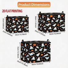 1pc Large Foldable Zipper Storage Box, Cute Bow Ghost Halloween Storage Box, Premium Style Element Print, Perfect For Home And Travel Storage - Multicolor - View 6