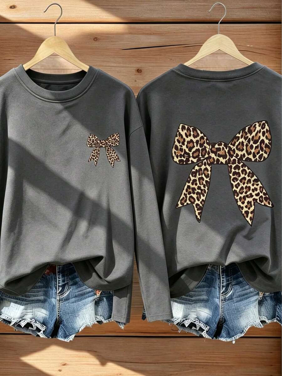 1pc Casual Printed Long Sleeve T-Shirt For Tween Girls, Spring/Autumn Style, Youth Student Children Clothing, Fashionable Warm Comfortable Top, Suitable For Tween Girls - Dark Grey - View 1