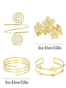 4 piezas Anillos para el brazo superior de mujer, brazaletes de estilo minimalista, anillos de brazo ajustables en espiral - D006-3 - Ver 2