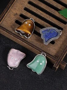 1 món mặt dây chuyền đá tinh thể tự nhiên chữa lành hình con ma, charm làm vòng cổ DIY, phụ kiện làm trang sức vòng tay, quà tặng Halloween H667 - mặt dây chuyền - Xem 5