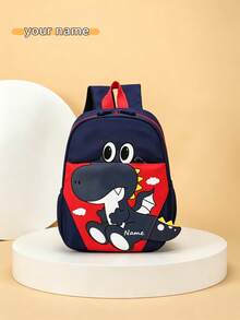1pc Personalized Back To School Cute Dinosaur Backpack, Zipper Closure Nylon Material, Adjustable Shoulder Straps, Hand-Carry, Suitable For School, Shopping, Daily Outings, Outdoor Trips. Birthday Gift. - Multicolor - View 14