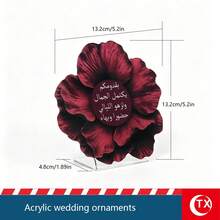 TX 2D Floral Acrylic Table Reserved Sign, Arabic Text Bride's Side Family Reserved Card, Muslim Henna Bride Party Wedding Reception Table Decor - Multicolor - View 14
