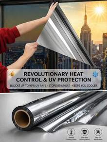 One-Way Window Privacy Film Static Cling, Easy To Install & Remove, Window Tint For Home, Heat Control, UV And Light Blocking, Privacy Protection-Silver - 1PC - View 1