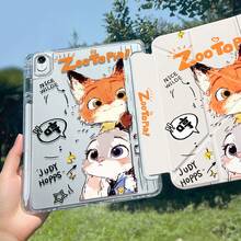Disney Zootopia Judy & Nick Tablet Protective Case With Multi-Fold Stand, Flip Cover Design, Bluetooth Stylus Slot, Stitch Cartoon Character Printed On Both Sides, Shockproof And Anti-Drop, Multiple Folding Angles For Different Use, Artistic Design, Suitable For IPad/Air/Pro Models - White - View 20