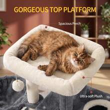 HaluPeit Monochrome Dark Gray Double Cave Cat Tree Style Cat Climbing Frame, 3 Thick Sisal Columns, Grand View Platform, Suitable For Small Apartments - Dark Grey - View 3