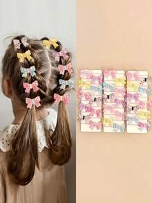 12/24/36pcs Random Glitter Sequin Holographic Bow Hair Ties, Colorful 3D Bow High Elastic Hair Bands - Multicolor - View 1