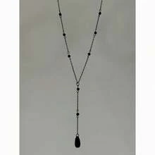 1pc Gothic Style Black Water Drop Y-Shaped Necklace, Gothic Decadent Adjustable Lasso Necklace, Black Crystal Beaded Collarbone Chain, Women's Y2K Dark Style Jewelry, Suitable For Daily Wear, Party, Date, Halloween And Gothic Theme Events, Perfect Birthday And Valentine's Day Gift - Black - View 5