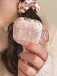 Korean Style Minimalist Semi-Transparent Pink/Purple Polka Dot + Circle Earphone Case Compatible With Airpods 5/Pro/3rd/4th Generation, New Pro 2 Protective Cover, Cute Apple 4 Minimalist 3 Personalized 1st/2nd/5th Generation Girls Earphone Case Protective Cover - Multicolor - View 6