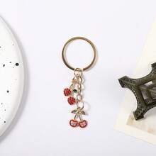 Korean Ins Style Alloy Drip Oil Cherry Keychain Full Diamond Fruit Pendant Fashion Versatile Bag Pendant Wholesale - Multicolor - View 8
