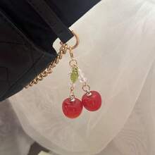 Sweet Cherry Crystal Beaded Pendant, Creative Flip Bag Zipper Charm, Phone Chain, Notebook Decoration, Bag Accessory - Multicolor - View 7
