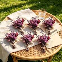 6Pcs Mini Dried Flower Bouquets Natural Dried Flowers For Vase Table Centerpieces DIY Crafts Home Wedding Decor - Red - View 2