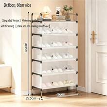 Simple Shoe Rack, Entryway Shoe Rack, Home Dorm Storage Rack, Hallway, Corridor, Bedroom, Multi-Layer Dust-Proof Shoe Rack, Large Capacity Shoe Cabinet, Shoe Storage, Shoe Organizer, Space-Saving Shoe Cabinet, Storage Rack - Multicolor - View 16