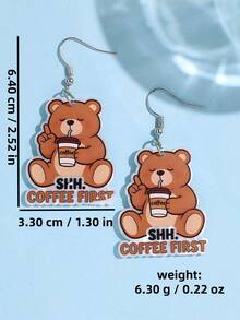 1 Pair Creative Y2K Bear Coffee Colorful Acrylic Earrings, Women's Holiday Gift Jewelry - Multicolor - View 5