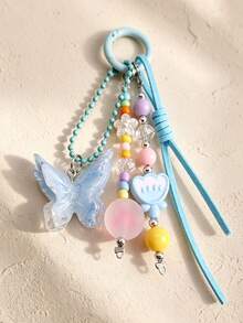 1pc New Resin Flower Butterfly Keychain, Girly Backpack Charm Gift Accessory - Multicolor - View 10