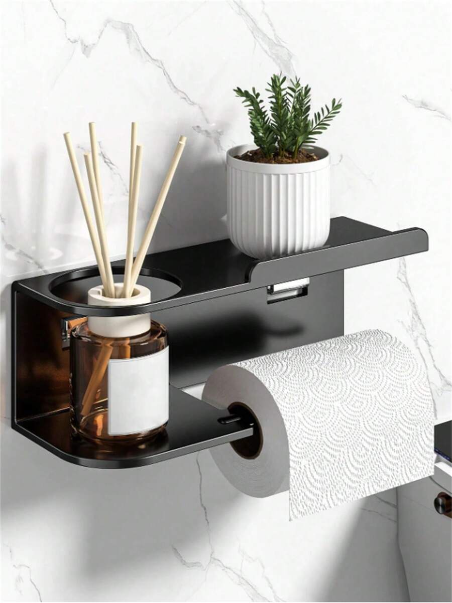 1pc Wall-Mounted Toilet Paper Holder, Can Be Used As Bathroom Fragrance Storage Rack, Multi-Functional Storage Rack, Paper Roll Holder, Suitable For Kitchen And Bathroom, Bathroom Accessories - Multicolor - View 1