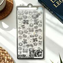 Japanese Style Crystal Fun Cute Stickers, Cute Cartoon DIY Phone 3D Embossed Stickers, 3D Decorative Stickers With Cute Cat, Dog, Rabbit, Bear, Bow, Four-Leaf Clover, Heart, Honey Patterns, Cute 3D Embossed Stickers, Character Stickers, Book Stickers, Toy Cartoon Embossed Crystal Stickers - Multicolor - View 9