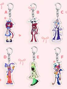 1pc/6pcs Weird Circus Cartoon Character Acrylic Keychain, Cute Ragatha Jax Zooble Character Bag Charm,Perfect Back To School Decor,Fan Gifts,Daily Use - Multicolor - View 12