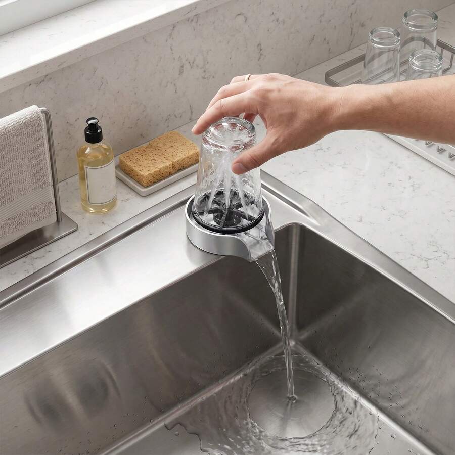 SanBouSi High Pressure Cup Washer Rotating Water Powered Cleaner Sink Mounted Glass Cleaner - 1PCS - View 1