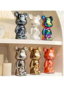 18cm Ceramic Cute Heart-Shaped Teddy Bear Figurine, Cartoon Design, High-End Decor, Suitable For Living Room, Cabinet, TV Stand And Bar Display - 1PC - View 2