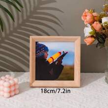 1/3pcs Square Natural Wooden Photo Frames, Dual-Color Light Oak And Dark Walnut Desktop & Wall-Mounted Frames, Minimalist Rustic Style Square Portrait Frames, Suitable For Children, Baby, Family Milestone Photography, Ideal For Nursery, Bedroom, Living Room And Apartment Decor, Children's Growth Memory Display Gift, Suitable For Baby Shower, Housewarming, Birthday And Other Occasions - Multicolor - View 11