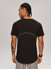 MASKERT Men's Athletic T-Shirt,Gym Strength Training Tee,Long Distance Running Top,Cycling Training Jersey,Streetball Top,Badminton T-Shirt,Hiking Tee - Black - View 5