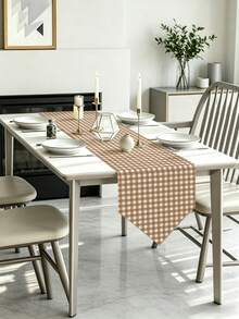 1pc,Crafted Table Runner,Modern Minimalist Plaid Triangular Table Runner,Pointed Irregular Table Runner,Microwave Oven Protective Cover,Pointed Irregular Tablecloth,Suitable For Dining Table,Coffee Table,Home Decor,Durable Kitchen And Dining Room Decoration,Dining Table Decor,Entryway Decor - Camel - View 3