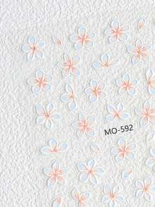 3PCS Elegant Tropical Frangipani Flower Nail Stickers 3D Kawaii Embossed Floral Nail Art Decals For Summer Holiday/Wedding Party DIY Nail Charms Decorations - Multicolor - View 6
