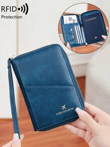 FOREVER MIYIN 1 Pc RFID Blocking Zipper Passport Holder With Wrist Strap, Multi Slot Travel Document Wallet For Flight Vacation Daily Carry Unisex - Multicolor - View 19