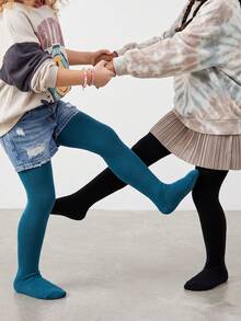 2件組女嬰純色彈性舒適日常穿搭緊身褲 - 彩色 - 查看 9