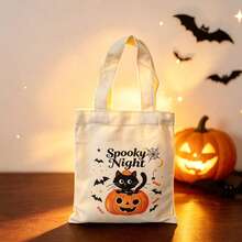 1/5/10pcs Cute Pumpkin Ghost Skeleton Bat Spider Black Cat Little Devil Lantern Pattern Halloween Theme Reusable Fabric Tote Shopping Bags Trick Or Treat Bags, Small Batch Multi-Piece Set Trick Or Treat Bags Storage Bags, Essential Halloween Shopping Gift Packaging Bags, Suitable For Christmas Decoration Indoor Outdoor Yard Garden Lawn Entrance Small Gifts, Essential Halloween Party Small Gift Storage Bags Gift Bags - Multicolor - View 29