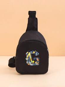 1PC Toddler A-Z Tool Letter Print Chest Bag, Adjustable Shoulder Strap Comfortable Crossbody Bag, Suitable For Toddlers Daily School, Outings And Casual Wear - Black - View 26