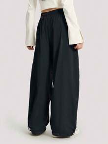 Adidas Originals Women's Striped Colorblock Drawstring Waist Pocket Casual Sports Long Pants - Black - View 4