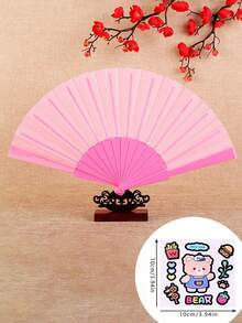 1件純色裝飾扇，多功能塑膠摺扇，女士舞扇，夏季涼扇，適合作為婚禮禮物、桌面裝飾、舞扇及旅行涼扇 - A - 查看 9