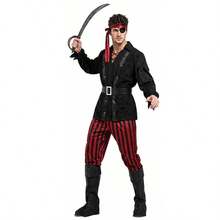 Halloween Men's Pirate Cosplay Costume Captain Jack Sparrow Costume Medieval Men's Carnival Party Set - Multicolor - View 6