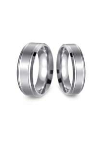 2 Pieces Simple And Stylish Matte Beveled Stainless Steel Men's Rings, Unisex Couple Rings Jewelry Accessory, Suitable For Everyday Weddings Jewelry - Multicolor - View 27