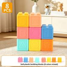 Khối gặm nướu silicon mềm cho bé, đồ chơi giáo dục sớm có thể luộc khử trùng, màu macaron dịu nhẹ bảo vệ mắt, họa tiết 3D dập nổi số, hình học, động vật và chữ cái, đồ chơi gặm nướu silicon giáo dục cho trẻ sơ sinh và chập chững tập đi, xếp chồng tự do lắp ráp bằng tay - Nhiều màu - Xem 16