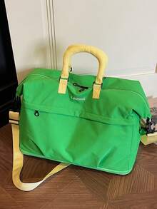 Korean Style Casual Large Capacity Colorblock Dopamine Water-Resistant Minimalist Durable Travel Bag With Luggage Strap Sleeve, Adjustable Wide Long Shoulder Strap, Expandable, Business Trip Short Trip Bag, One Shoulder Crossbody Gym Yoga Bag, Student Dorm Shopping Grocery Mommy Maternity Storage Bag, Fresh Sweet Feminine Versatile Portable Women's Travel Bag - Multicolor - View 4