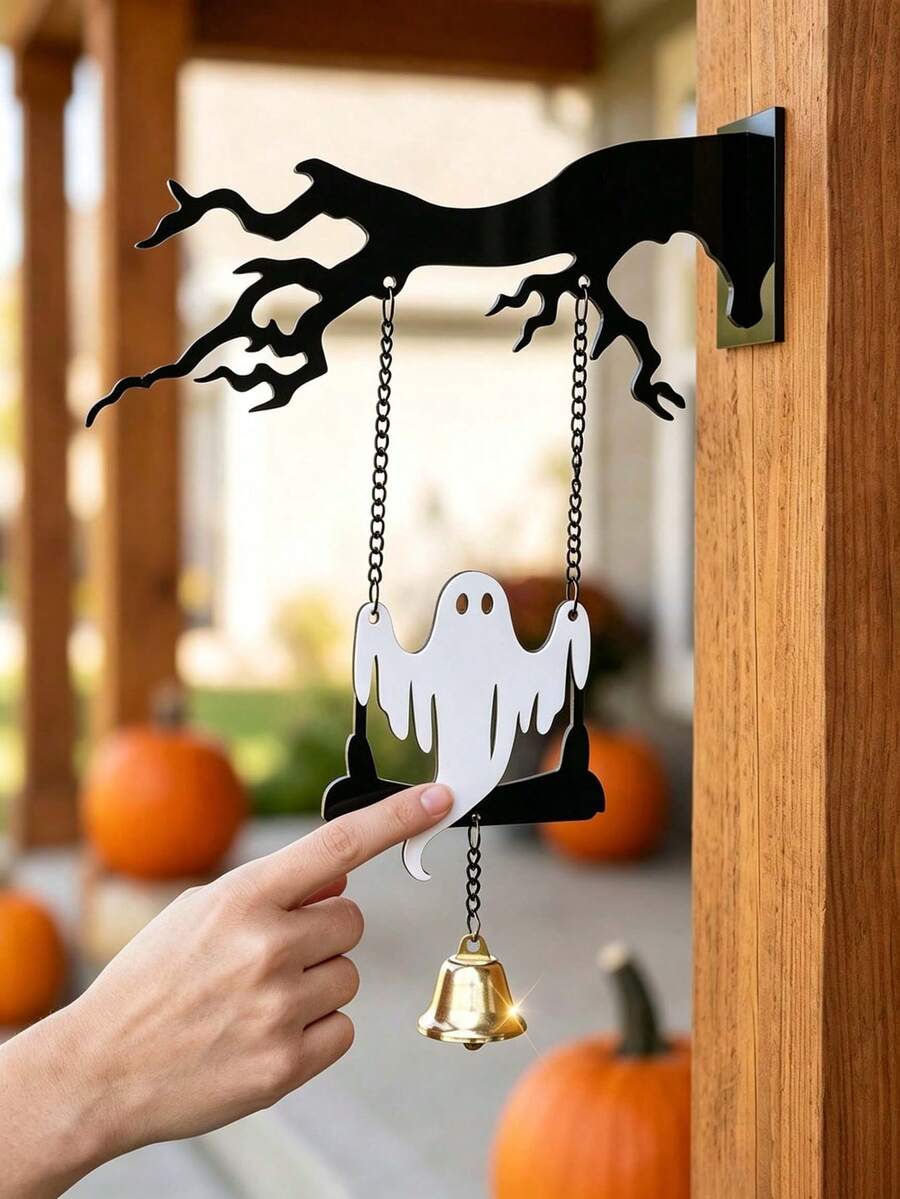 2/1 buah Dekorasi Gantung Akrilik Halloween Kreatif Ranting Pohon Mati Hantu Kelelawar Lonceng Tanda Selamat Datang Dekorasi Suasana Dinding - Ornamen akrilik Halloween - View 1