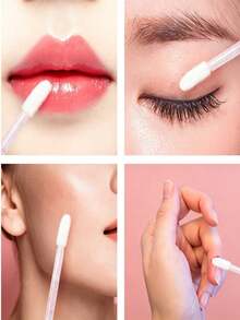 400/200/100/20Pcs Spoolies Mascara Wand And Lip Brush Disposable Lash Brushes For Eyelash Extensions, Lipstick Lip Gloss Wands Applicator Tool (Crystal Pink) - Pink - View 6