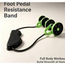 Dual-Wheel Foot Pedal Resistance Trainer With Extended Cord, Full-Body Muscle Shaping Equipment, Foldable Exercise Gear For Living Room Nook And Terrace Daily Workout Arrangement - Multicolor - View 2