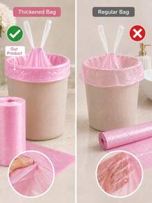 30 Pink Drawstring Trash Bags, Rose Scented Thickened Leak-Proof Garbage Bags, 4-5 Gallon Small Capacity, Durable And Sturdy, Suitable For Bathroom, Kitchen And Daily Home Use - Pink - View 5