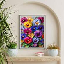 1PC DIY 5D Diamond Painting Kit Floral Pattern - Round Full Diamond Art Mosaic Craft, Home Wall Decor, Frameless - No Frame - View 3